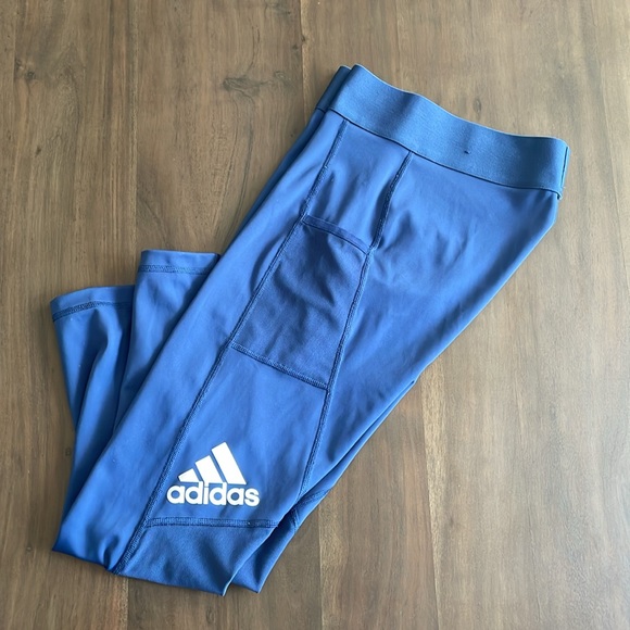 Adidas Women’s Alphaskin blue mesh legging size Small - Picture 3 of 5